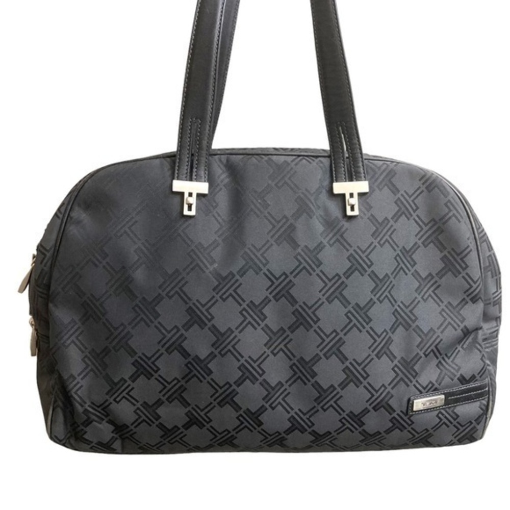 Tumi black nylon and leather laptop tote bag